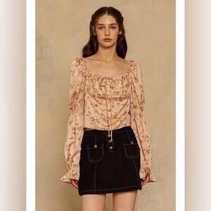 Rosie Posie Peach Blossom Lace-Up Top NWT size medium